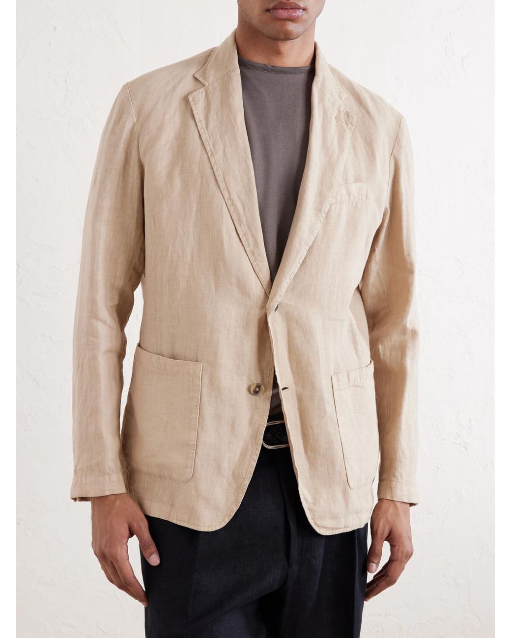 Altea Natural Aaron Garment-dyed Linen Blazer for men