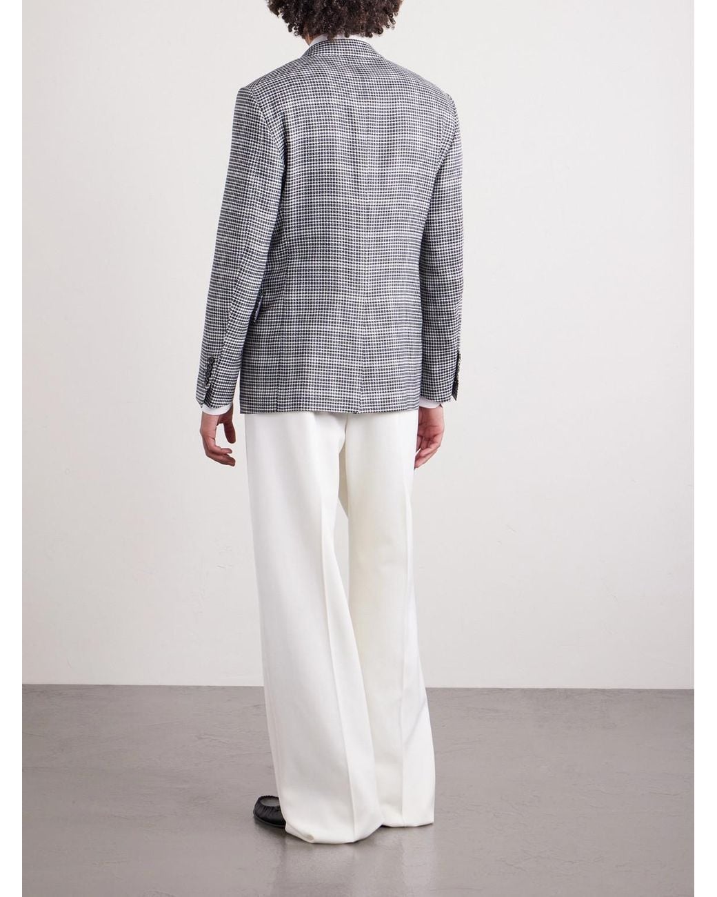 Tom Ford Gray Houndstooth Wool-Blend Blazer for men