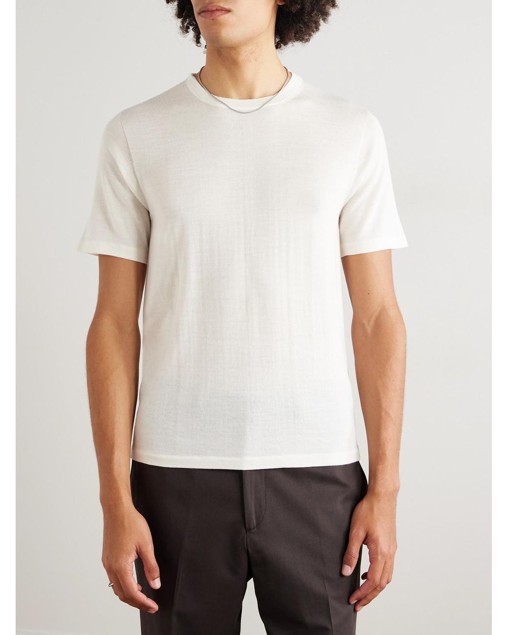 Saman Amel White Wool T-Shirt for men