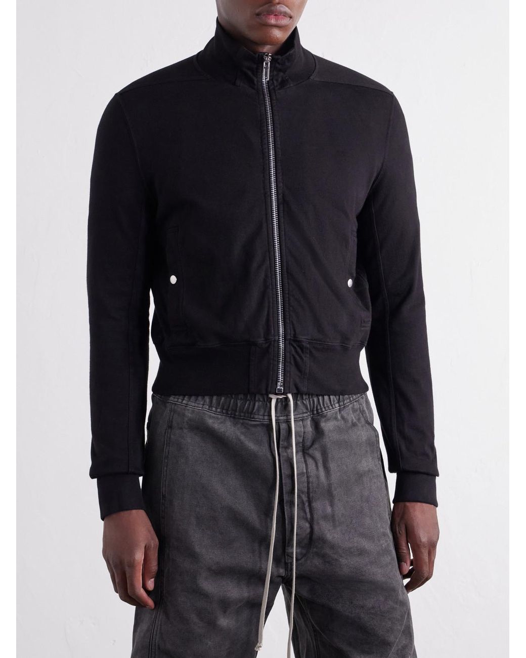 Rick Owens Black Rev Cotton-Jersey Zip-Up Sweatshirt for men