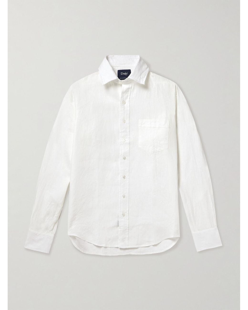 Drake's White Linen Shirt for men