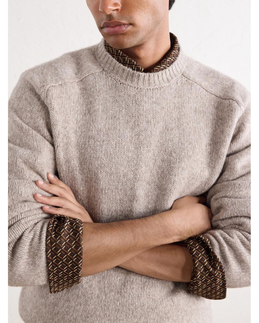 Thom Sweeney Natural Wool-Blend Sweater for men