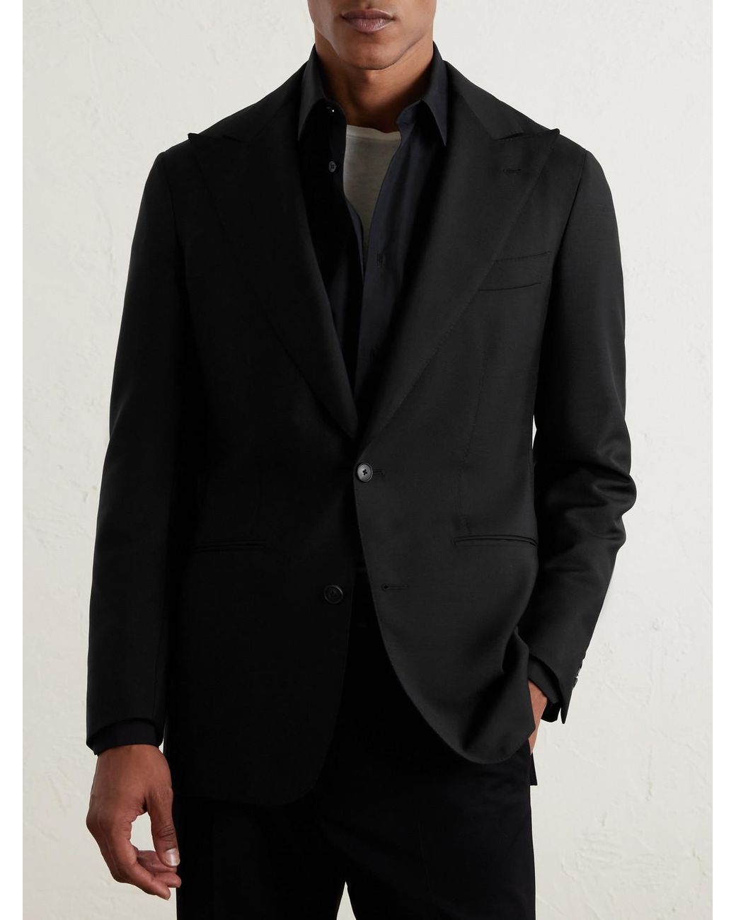 Saman Amel Black Woven Blazer for men