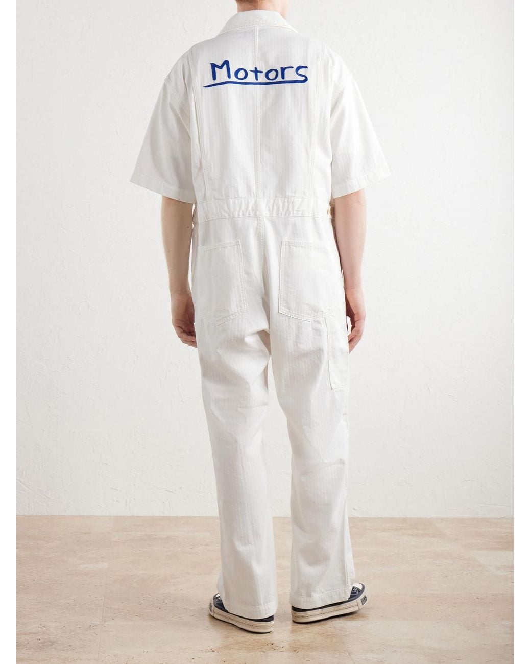 Visvim White Embroidered Denim Jumpsuit for men