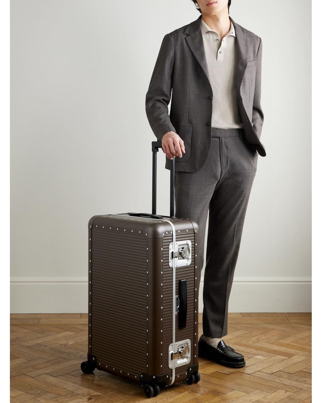 Bank Spinner 76Cm Leather-Trimmed Polycarbonate And Aluminium Suitcase di Fpm Milano in Black da Uomo