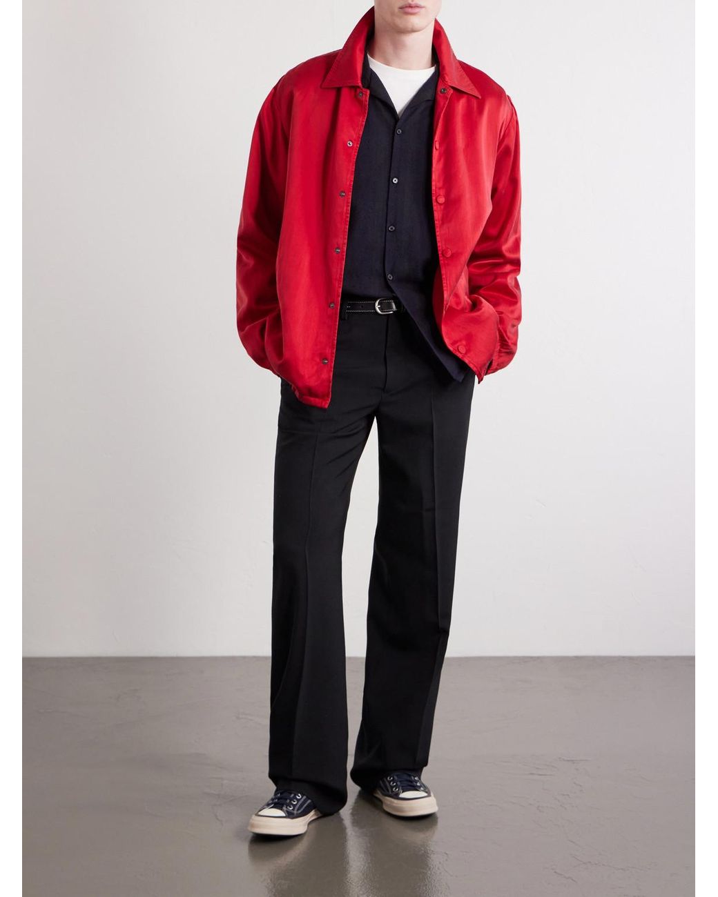 A.PRESSE Blue Camp-Collar Checked Silk Shirt for men