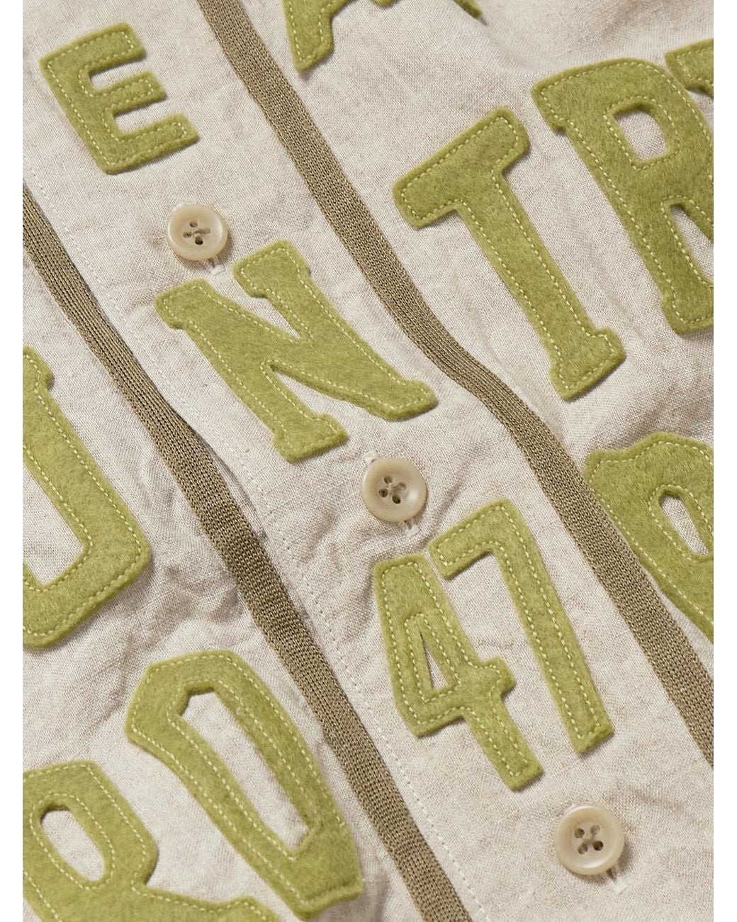 Kapital Natural Great Kountry Grosgrain- And Felt-Trimmed Logo-Appliquéd Linen Shirt for men