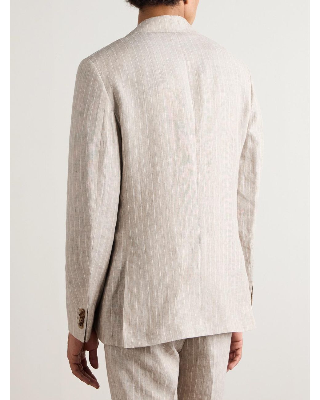 Mr P. Natural Striped Linen Suit Jacket for men