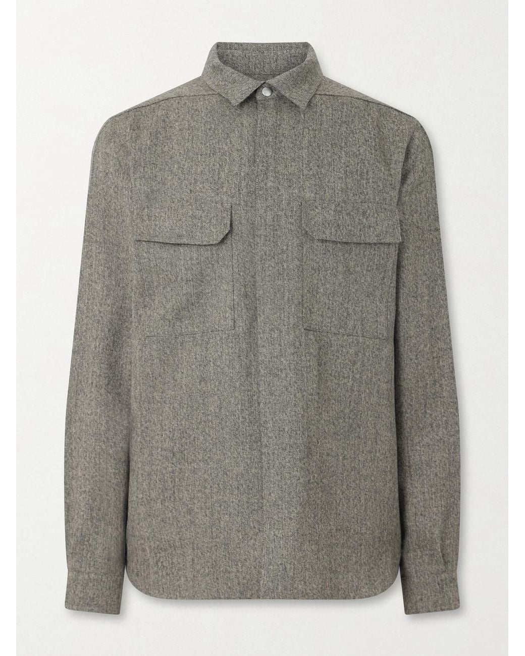 Rick Owens Gray Mélange Wool Overshirt for men