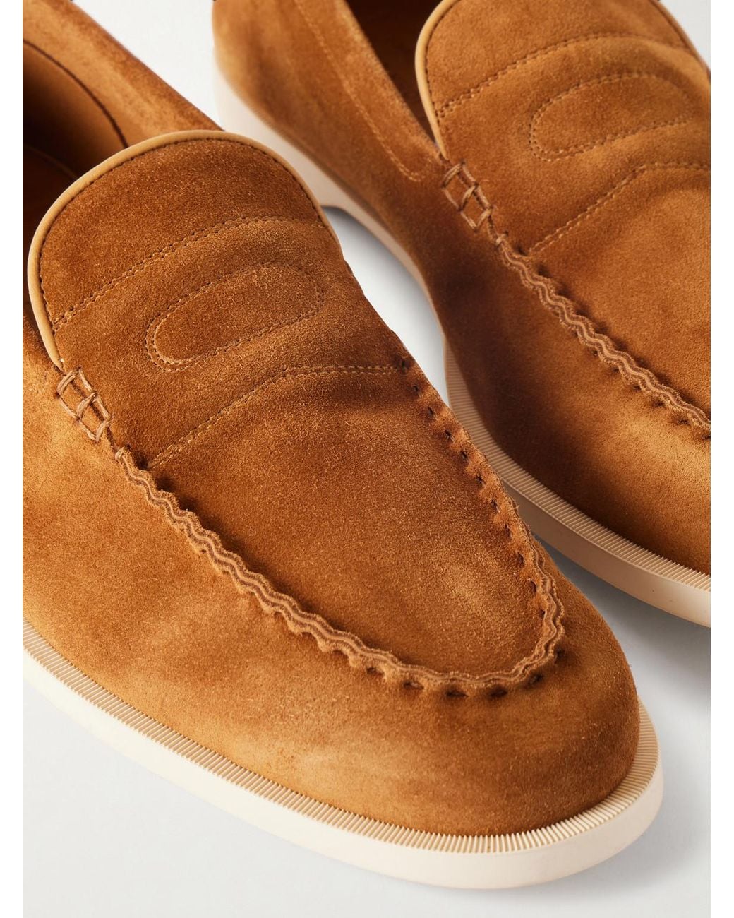 John Lobb Brown Pace Suede Loafers for men