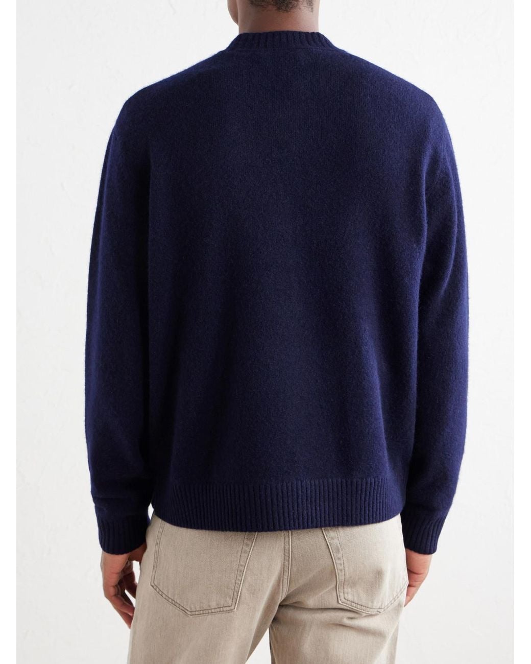 Mr P. Blue Brushed Cashmere Zip-Up Cardigan for men