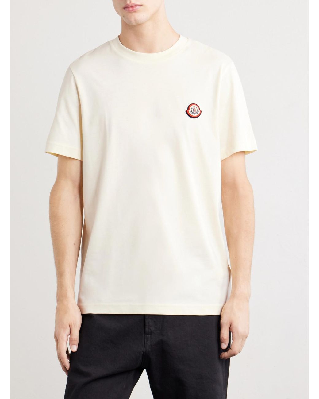 Moncler Natural Logo-Appliqué Cotton-Jersey T-Shirt for men