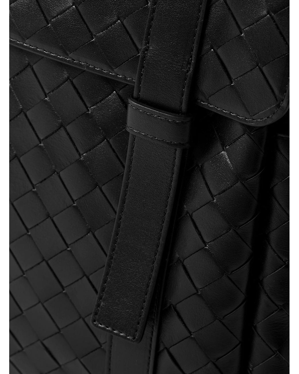 Bottega Veneta Black Intrecciato Leather Backpack for men