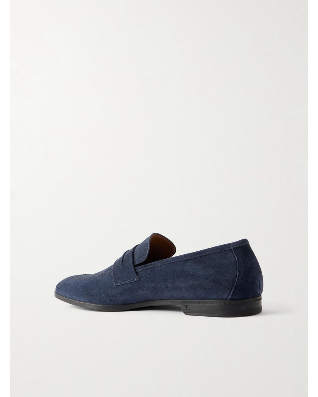 Tom Ford Blue Sean Suede Penny Loafers for men
