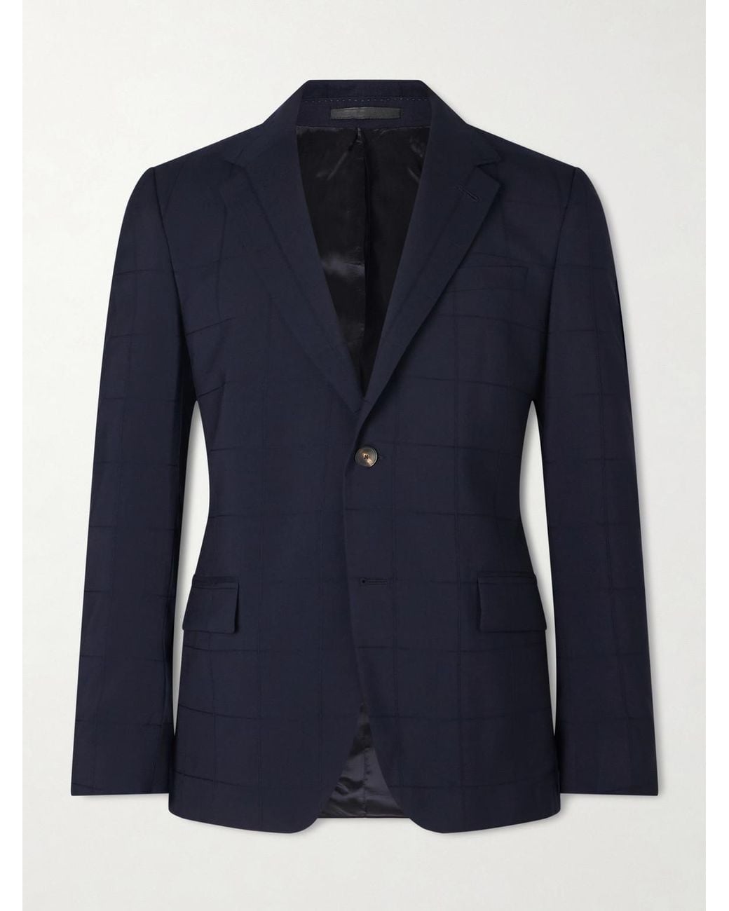 Checked Wool-Blend Suit Jacket di Mr P. in Blue da Uomo