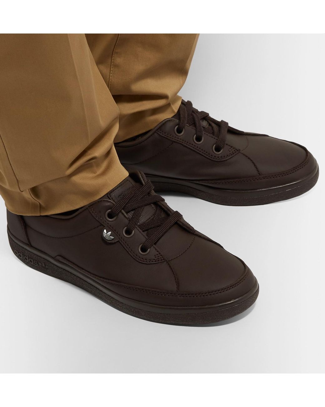 adidas Originals Hoddlesden Spzl Leather Sneakers in Brown for Men | Lyst UK