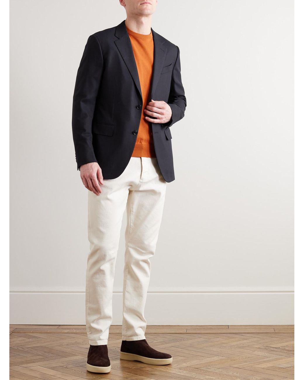 Zegna Blue 10-Pocket Stretch Wool And Silk-Blend Blazer for men