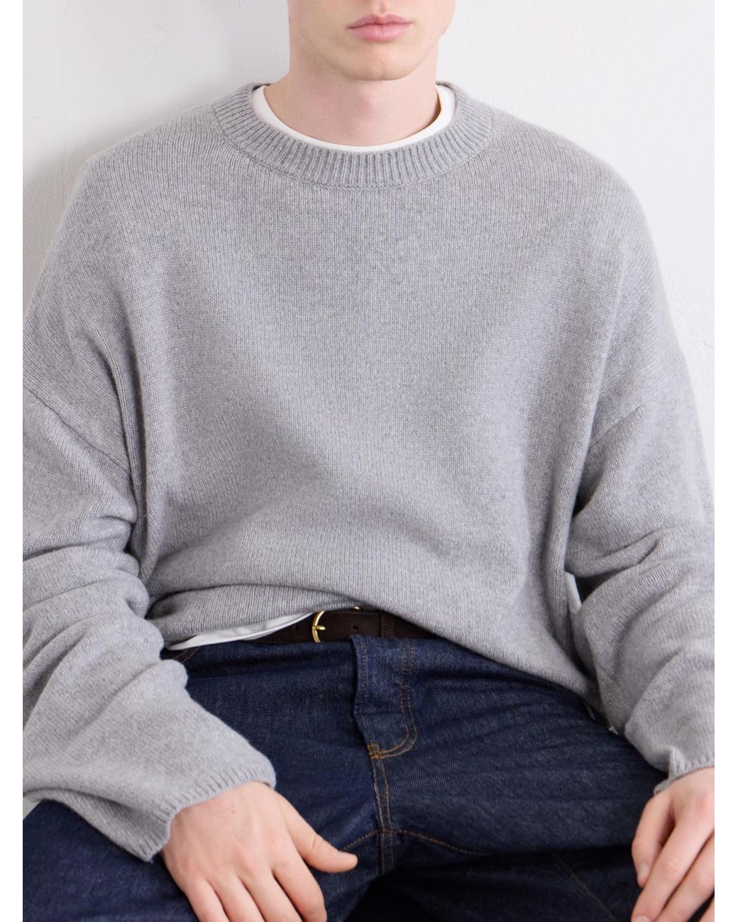 The Elder Statesman Gray Dume Brushed-cashmere Sweater for men