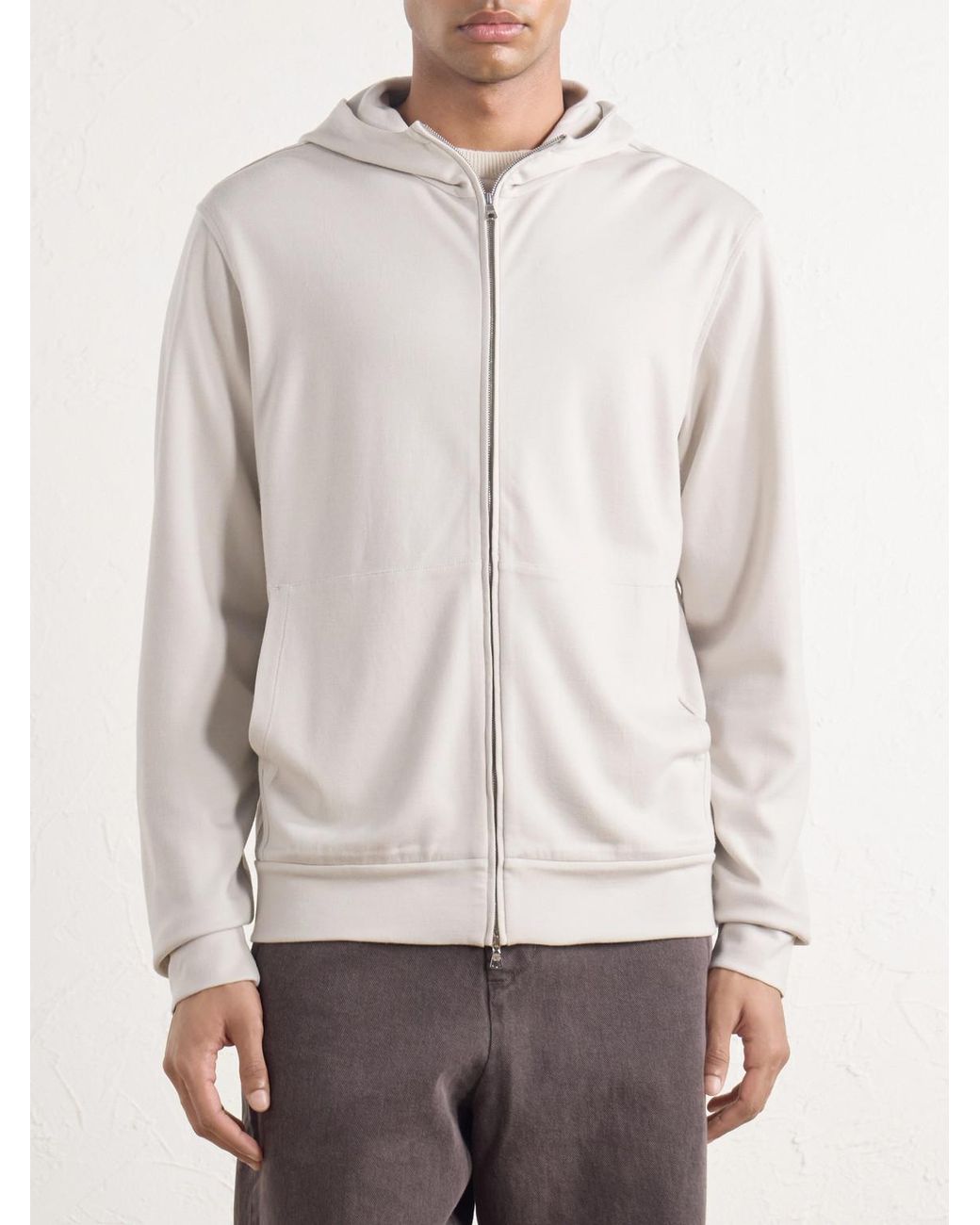 Orlebar Brown White Mathers Wool-jersey Zip-up Hoodie for men