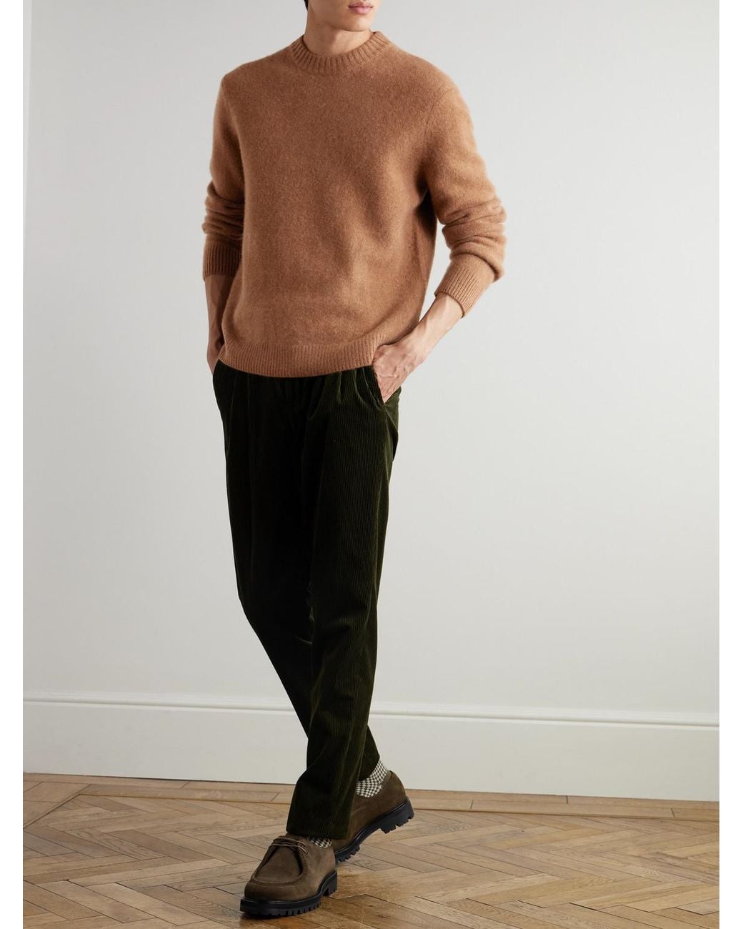 Brushed-Cashmere Sweater di Mr P. in Brown da Uomo