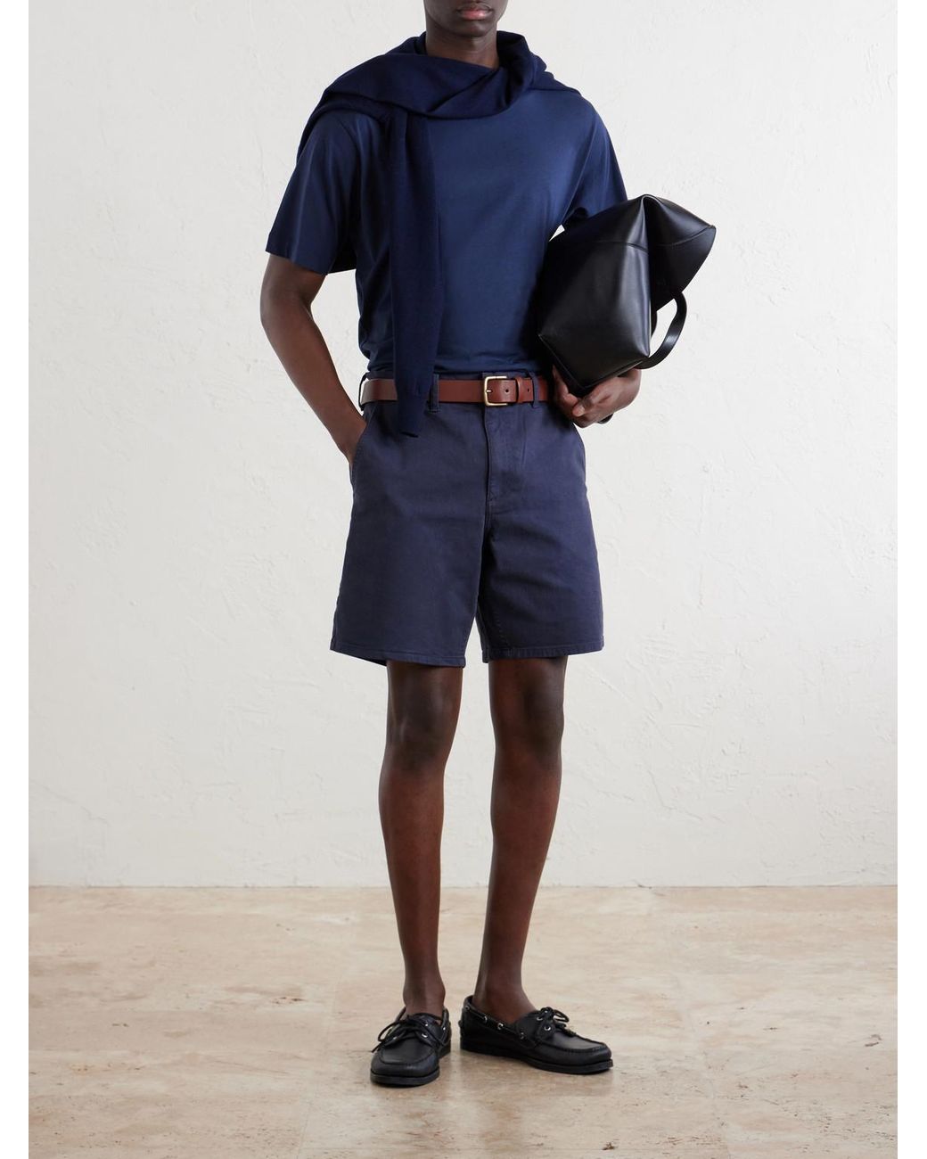 Rag & Bone Blue Aero Straight-Leg Cotton-Blend Shorts for men