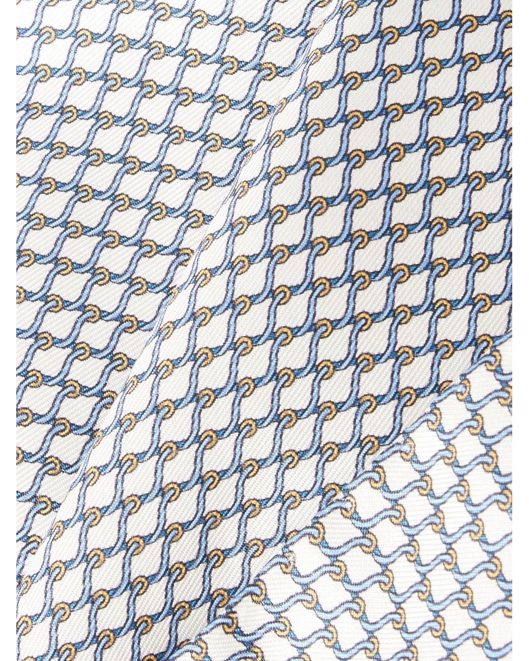 De Petrillo White Printed Silk-Twill Pocket Square for men