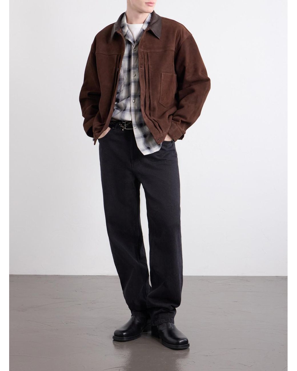 Kapital White Camp-Collar Checked Cotton Western Shirt for men