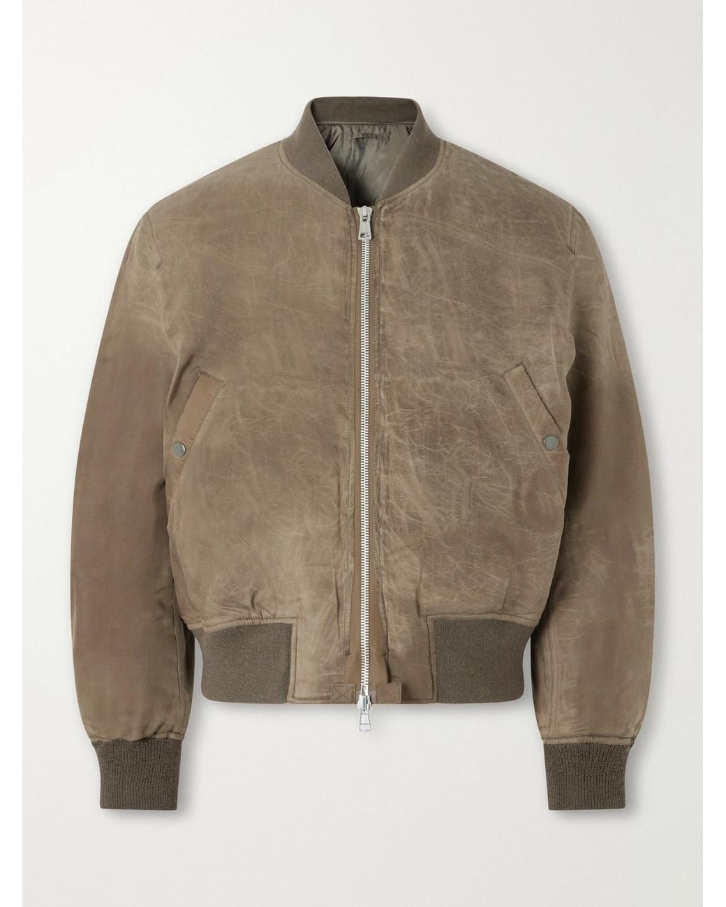 Our Legacy Natural Distressed Waxed Shell Bomber Jacket for men
