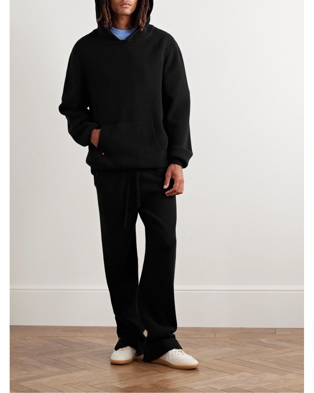 God's True Cashmere Black Straight-Leg Cashmere Drawstring Trousers for men