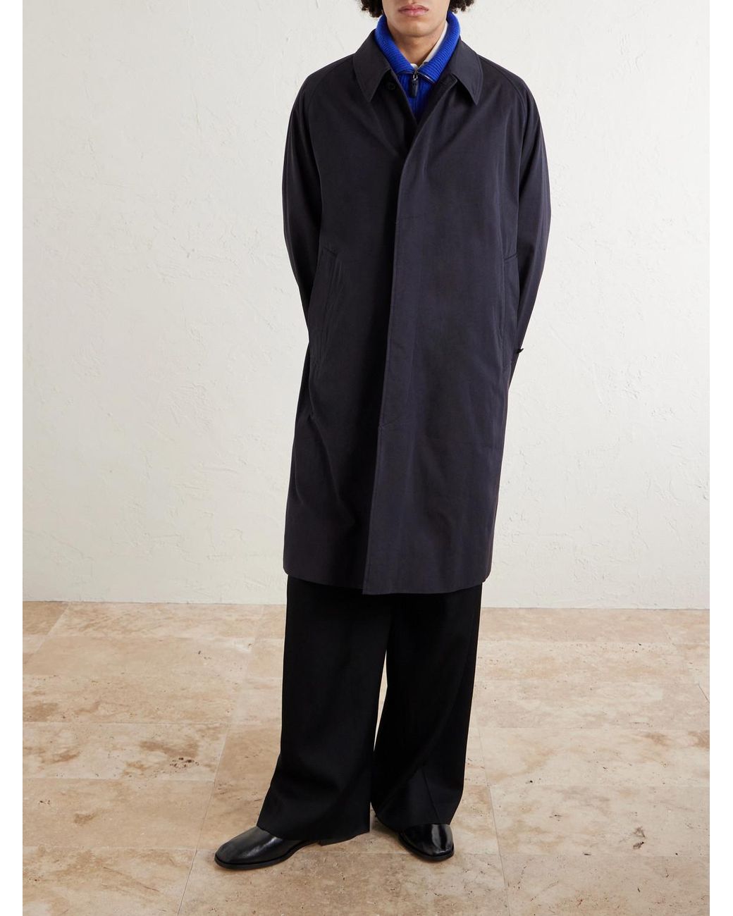 Kaptain Sunshine Blue Walker Cotton-Gabardine Coat for men