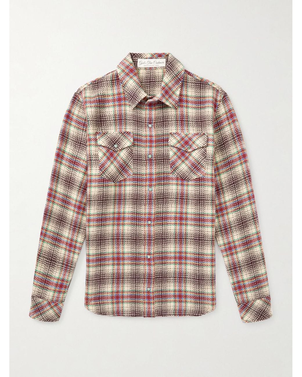 God's True Cashmere Brown Checked Cashmere Shirt for men