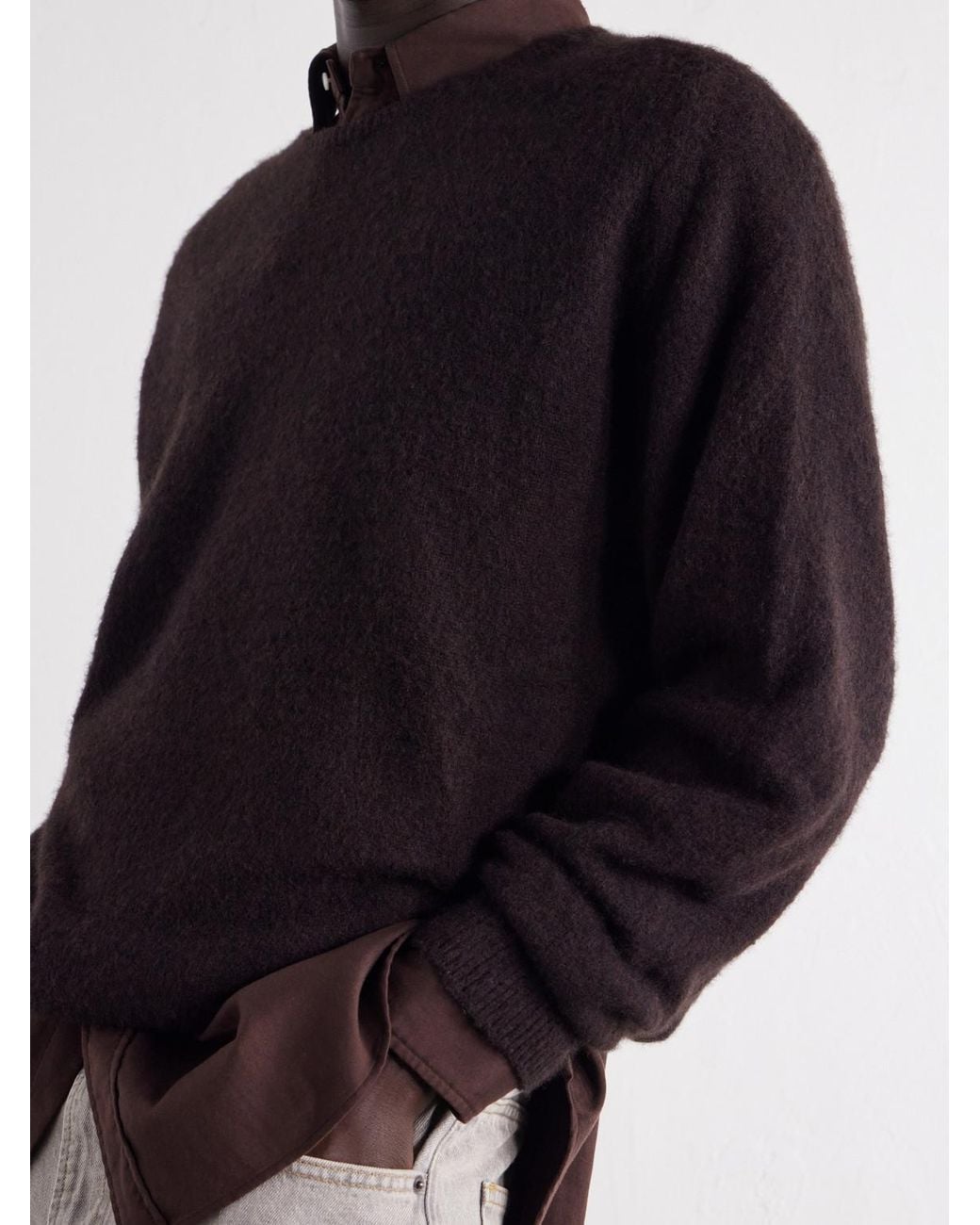 A.PRESSE Blue Brushed Cashmere Sweater for men