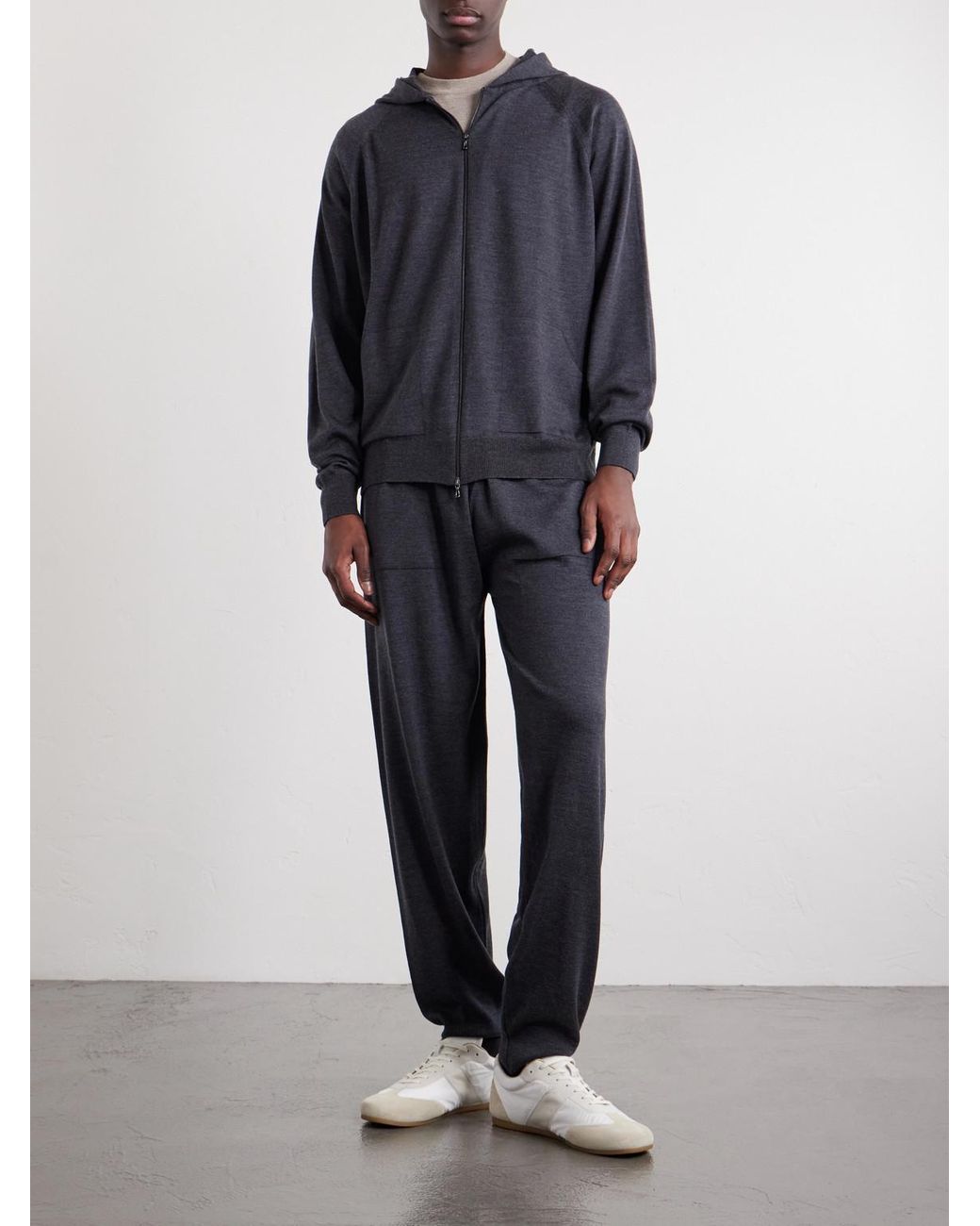 John Smedley Blue Carty Merino Wool Zip-Up Hoodie for men