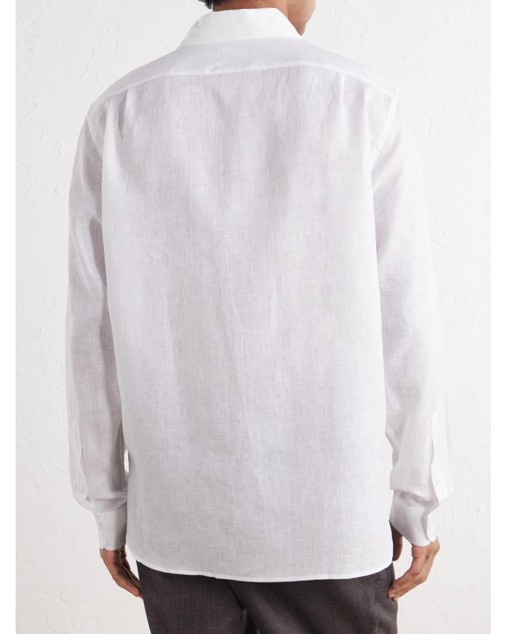 Ralph Lauren White Halton Linen Shirt for men