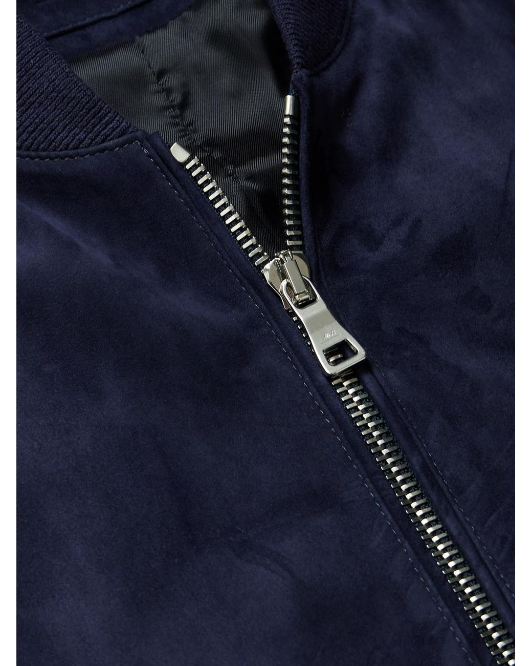 Mr P. Blue Suede Bomber Jacket for men