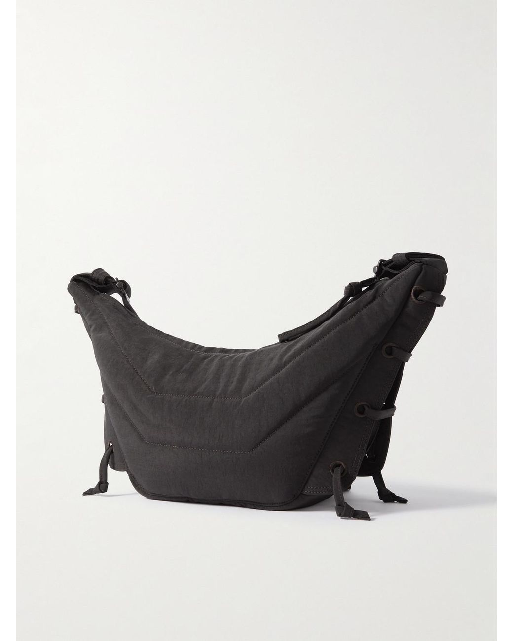 Lemaire Black Soft Game Small Nylon-Canvas Messenger Bag for men