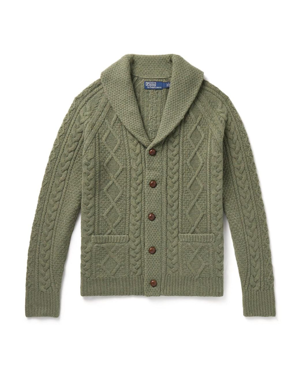 Polo Ralph Lauren Shawl-collar Cable-knit Wool And Cashmere-blend Cardigan  in Green for Men | Lyst