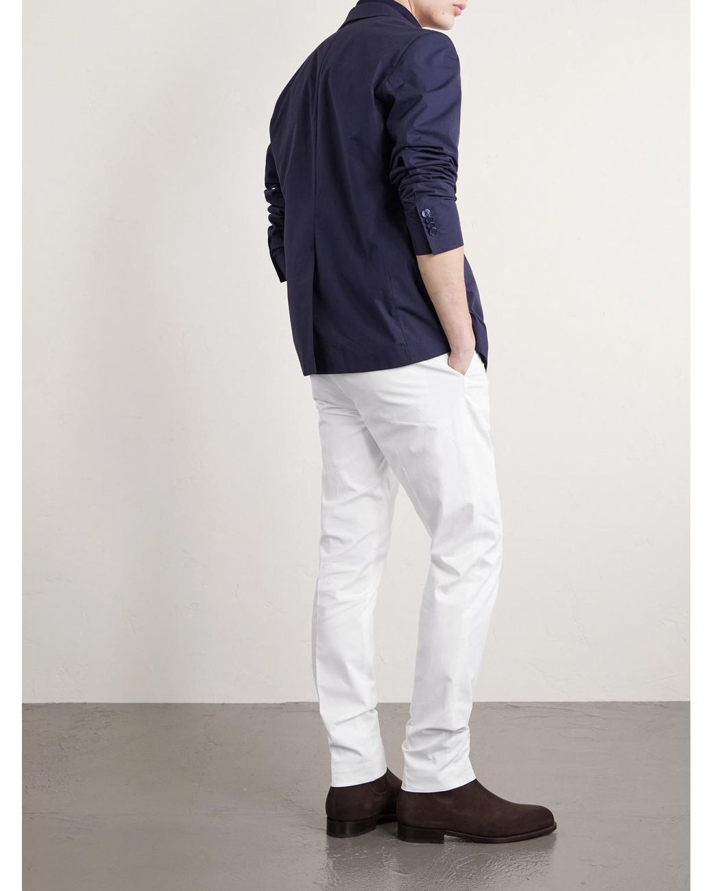 Slowear White Tapered Stretch-cotton Trousers for men