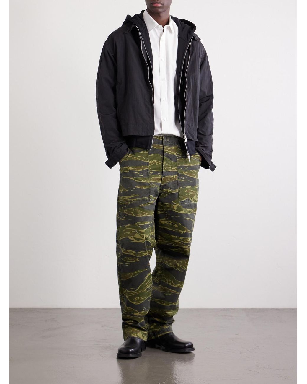 Orslow Green U.s. Army Fatigue Printed Straight-leg Rip-stop Cotton Trousers for men