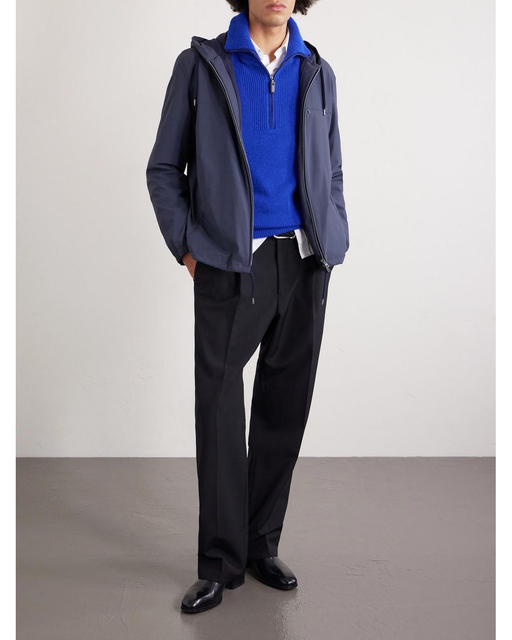 Herno Blue Shell Hooded Jacket for men