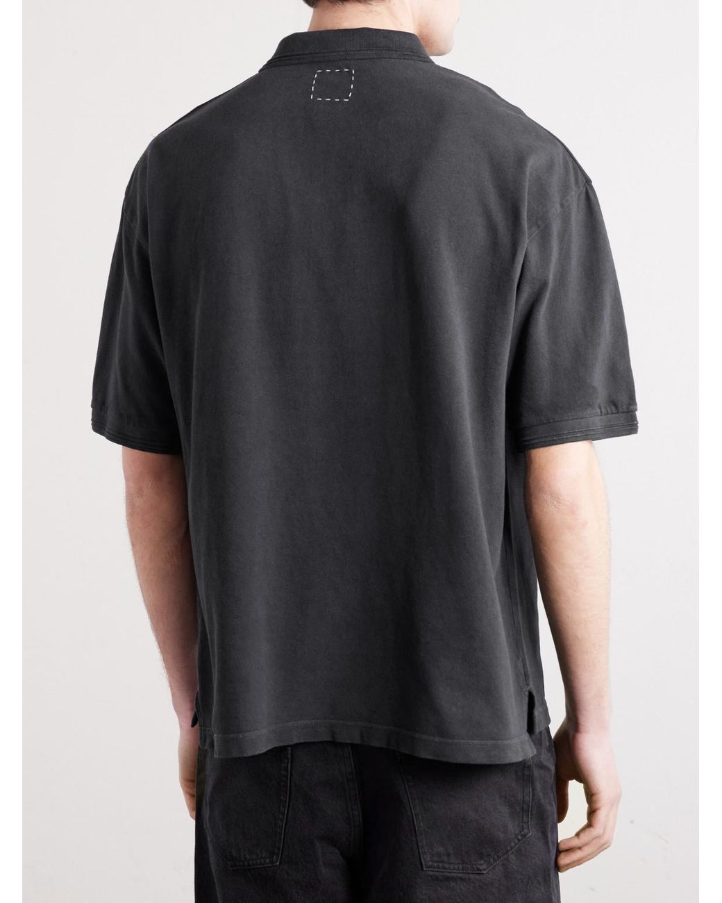 Visvim Black Mondo Logo-embroidered Cotton-piqué Polo Shirt for men
