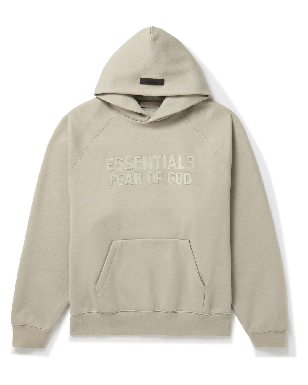 Fear of god essentials pullover hoodie applique logo online cement