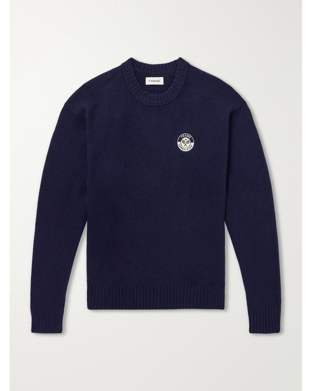 FRAME Blue Logo-Embroidered Cashmere Sweater for men