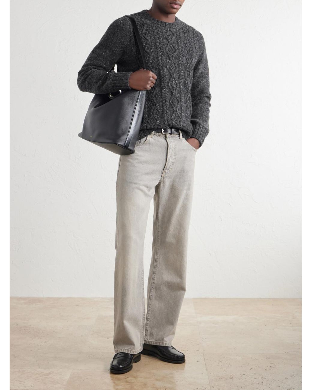 Inis Meáin Gray Aran Cashmere Sweater for men