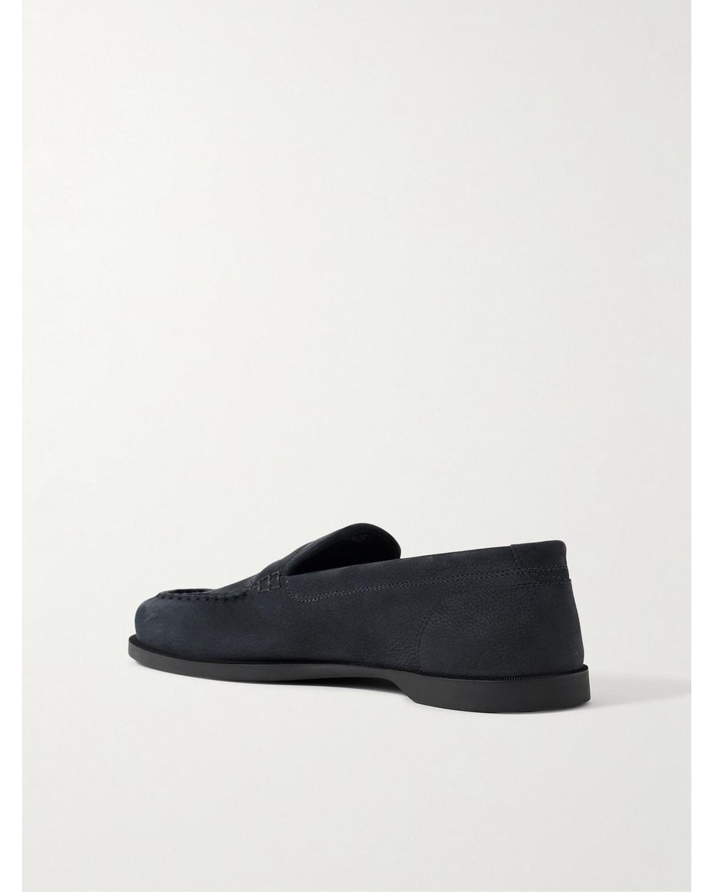 John Lobb Blue Pace Suede Loafers for men