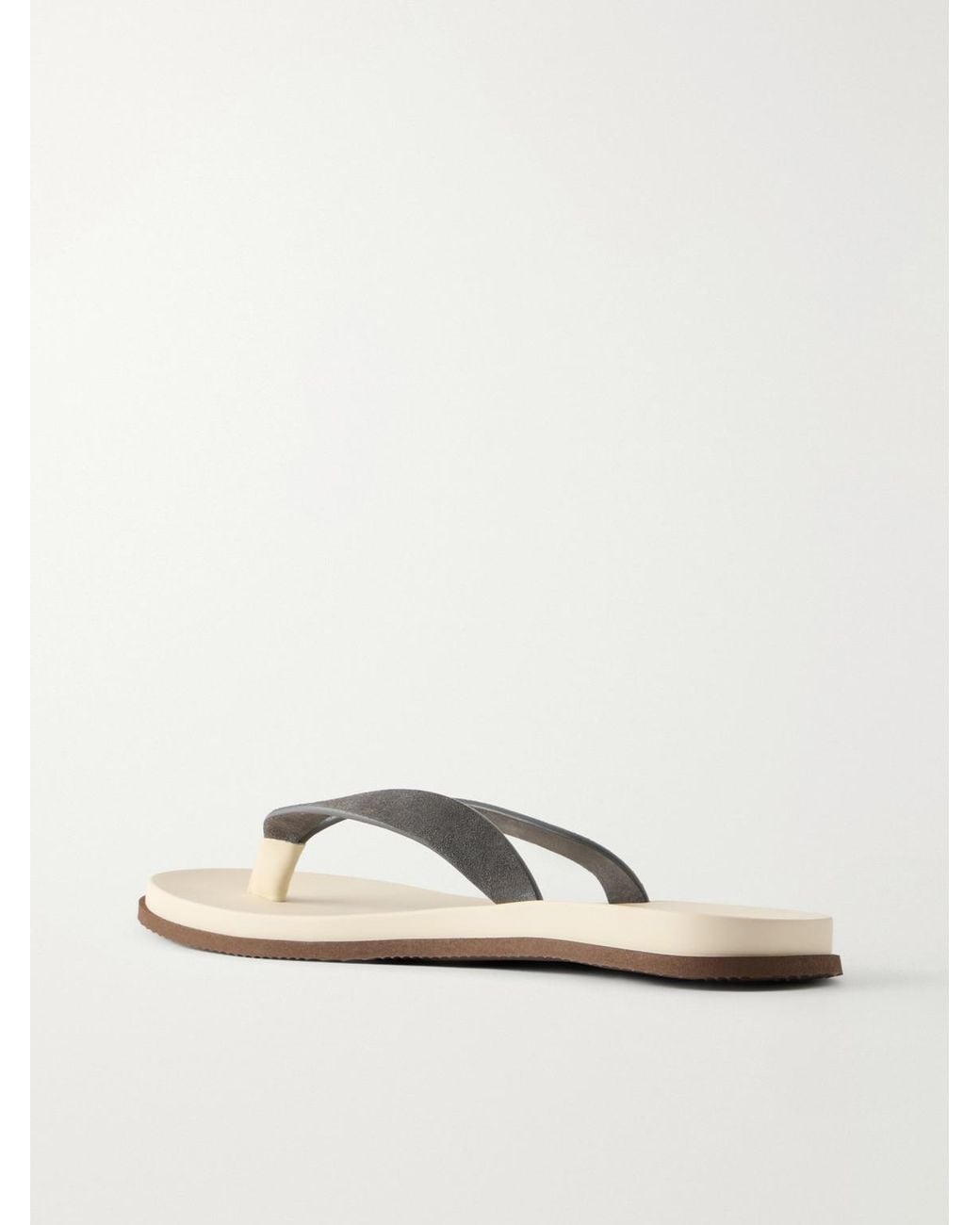 Brunello Cucinelli Suede Flip Flops in Gray für Herren