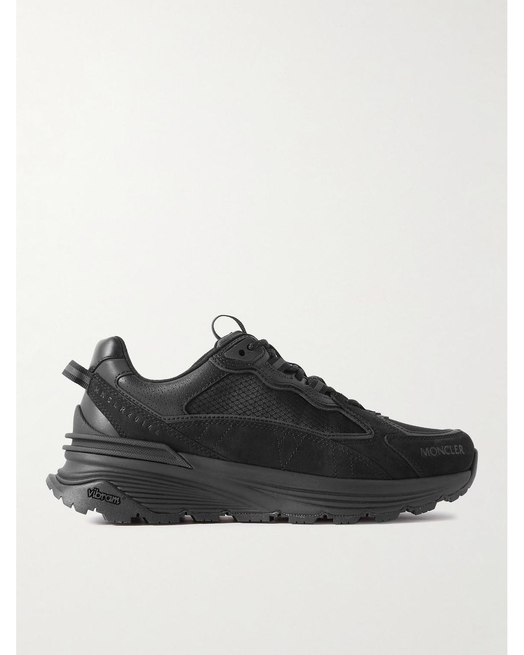 Moncler Black Lite Runner Suede, Leather And Mesh Sneakers for men