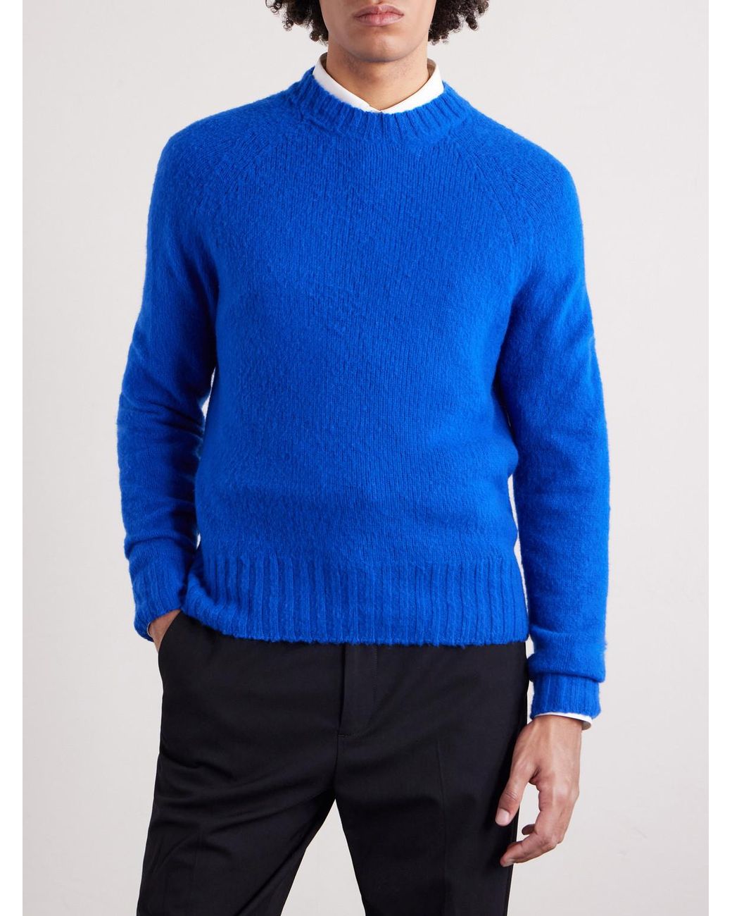 Tom Ford Blue Brushed Cashmere Sweater for men