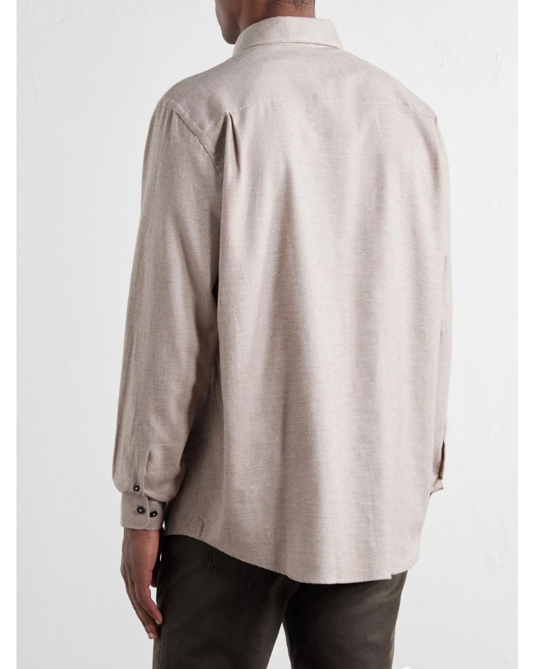 James Purdey & Sons Natural Cotton-Herringbone Shirt for men