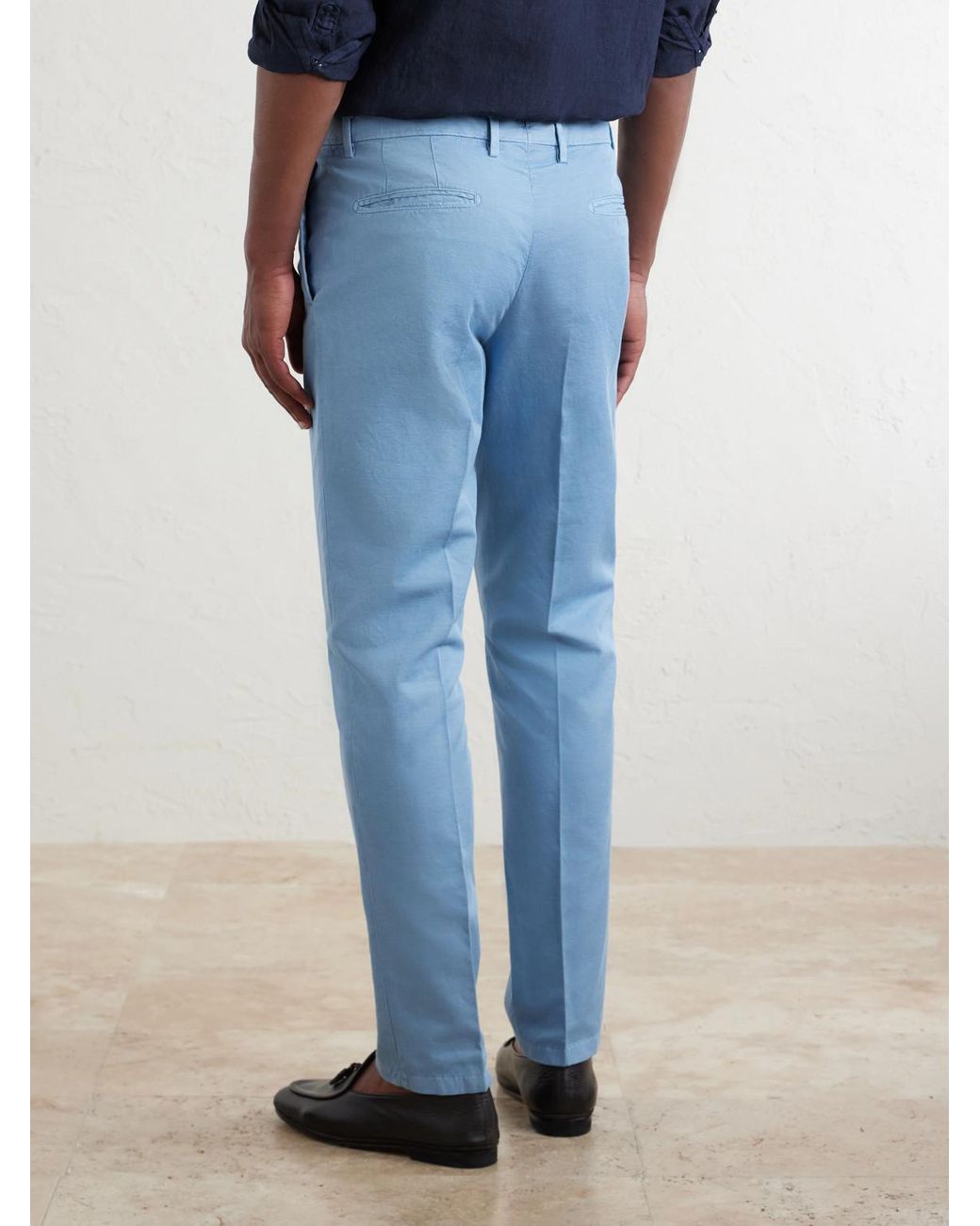 Boglioli Blue Straight-Leg Cotton-Blend Suit Trousers for men